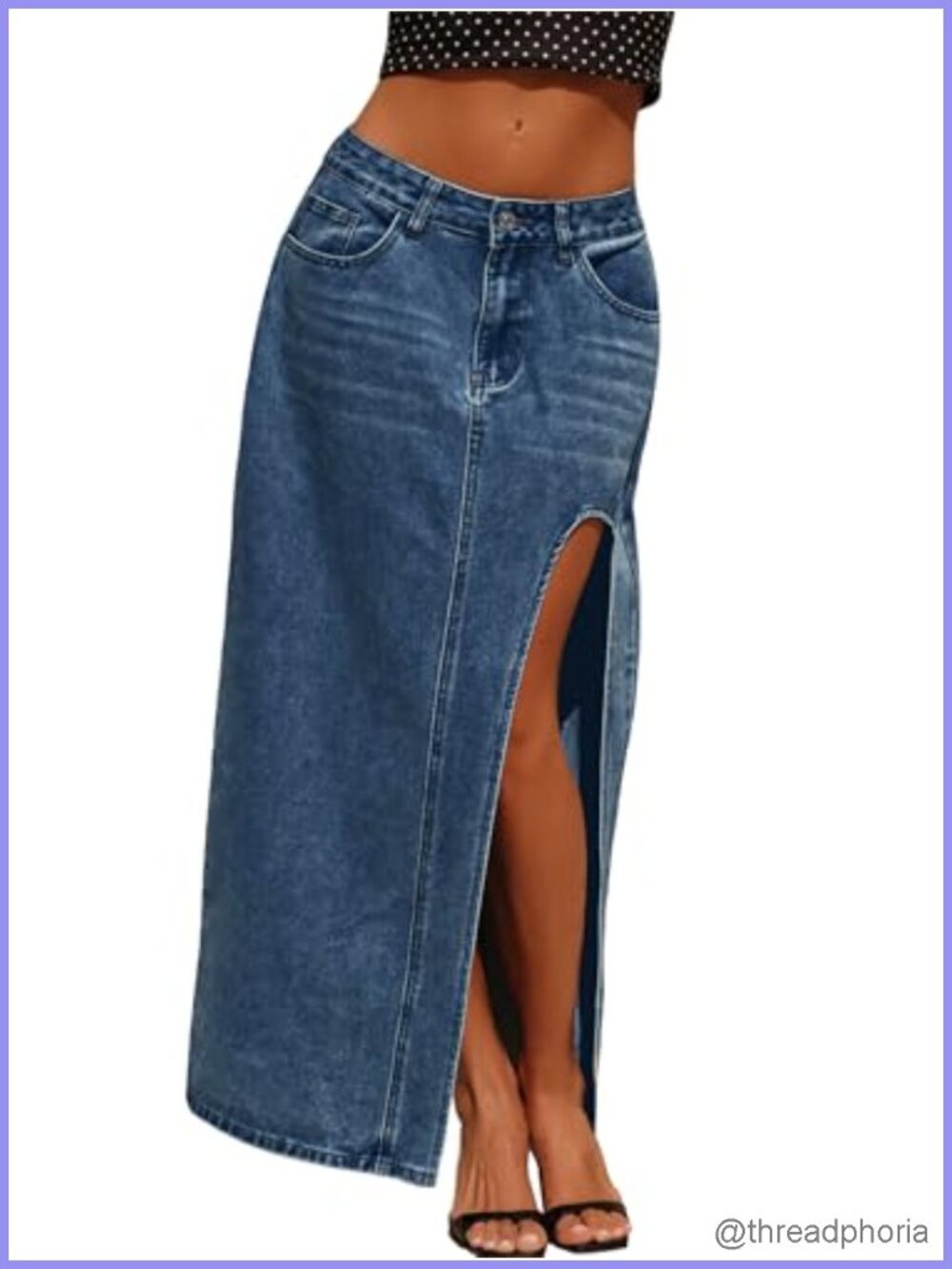 Women's Denim Maxi Skirt Cotton Polyester Side Slit Long Pencil Skirt